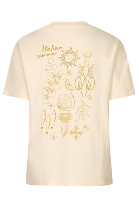 Lofty Manner beige dames t-shirt | Achteraanzicht