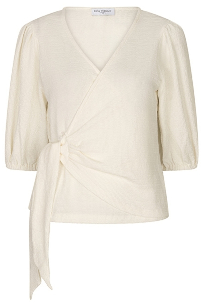 Lofty Manner beige dames t-shirt | Vooraanzicht