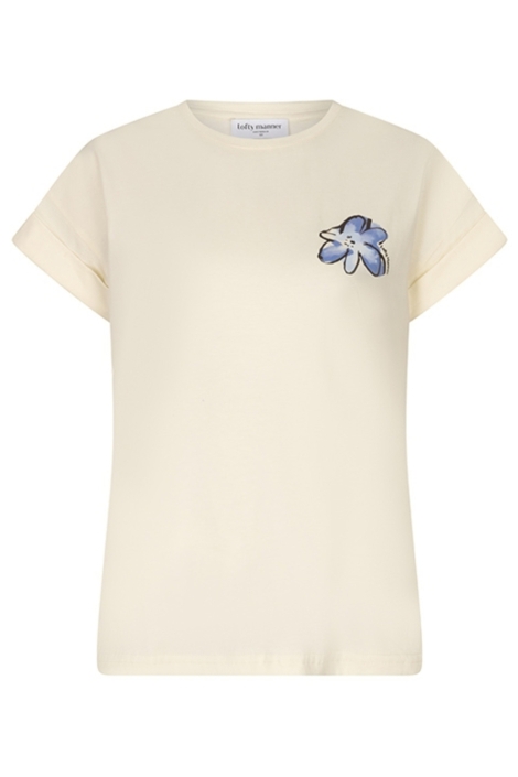 Lofty Manner beige dames t-shirt | Vooraanzicht