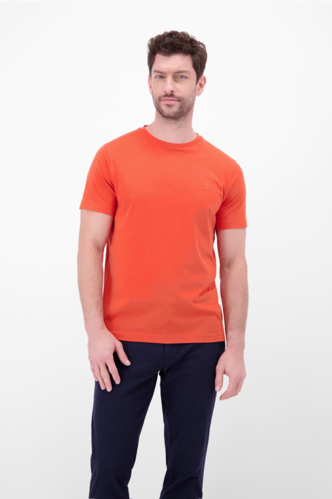 Lerros oranje heren t-shirt | Model vooraanzicht