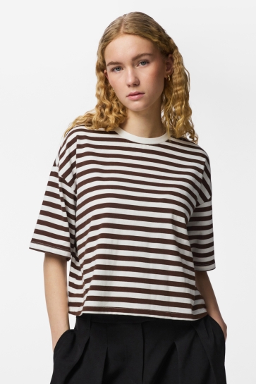 Pieces T-shirt PCSADIE 2/4 BOXY TEE PWP JRS BC 17165468 Chicory Coffee/Cloud Dance