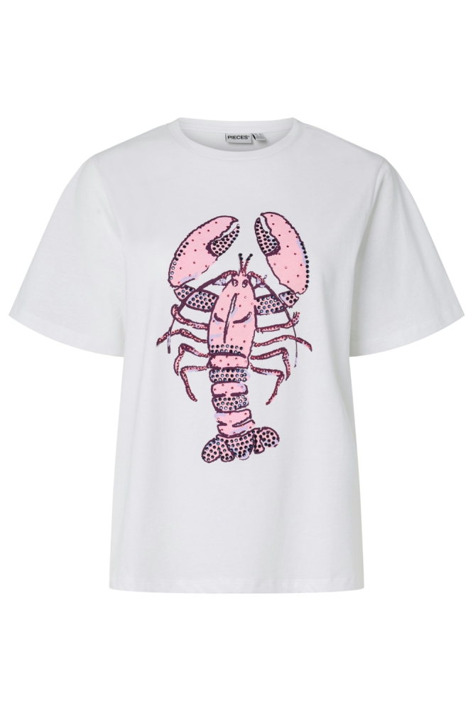 Pieces witte dames t-shirt | Vooraanzicht