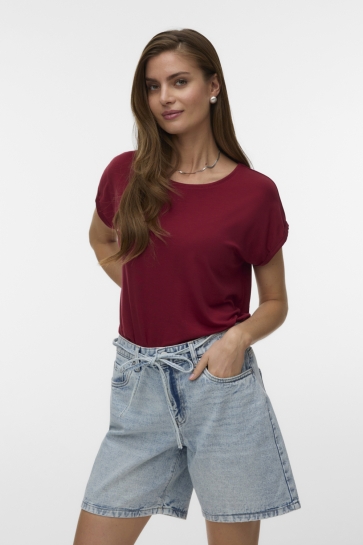 Vero Moda vmava plain ss top jrs noos Rood