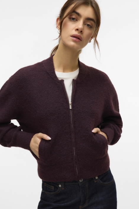 Vero Moda bordeaux dames vest | Model vooraanzicht