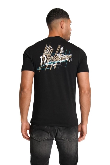 Malelions SPLASH T SHIRT MM1 BF25 15 BLACK/KHAKI