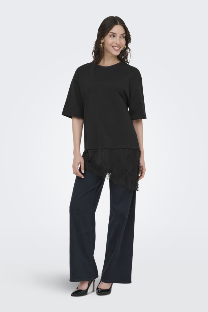 Jacqueline de Yong zwarte dames t-shirt | Model