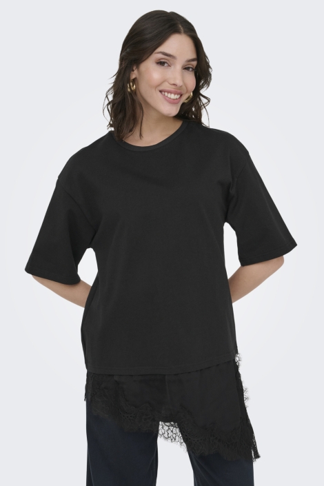 Jacqueline de Yong zwarte dames t-shirt | Model vooraanzicht