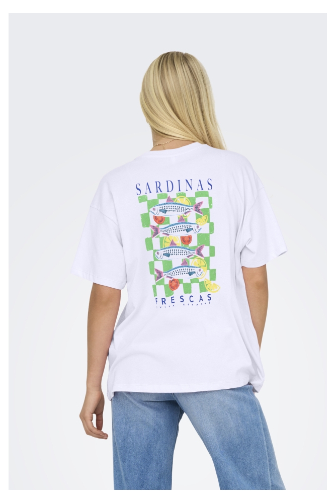 Only witte dames t-shirt | Model achteraanzicht