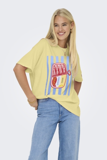 Only T-shirt ONLVIVVI S/S LOVELY TOP JRS 15346761 SUNLIGHT/ SINGLE CAN