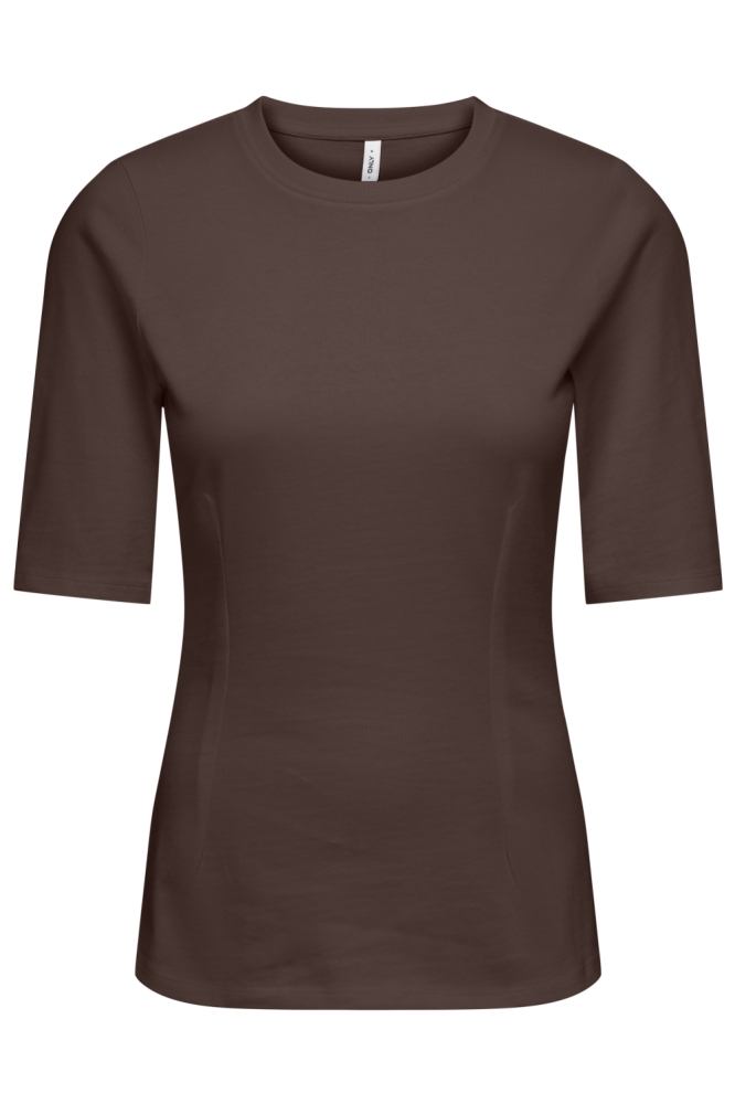 Only bruine dames t-shirt | Vooraanzicht