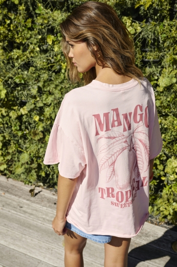 Only T-shirt ONLKINNA S/S OVERSIZE TOP BOX JRS 15359013 ROSY TOUCH/MANGO TROPICAL JUNGLE