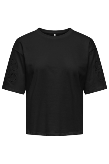Only T-shirt ONLTALLY S/S ROUND NECK BOX TOP JRS 15375859 BLACK/CIRCLE LIA