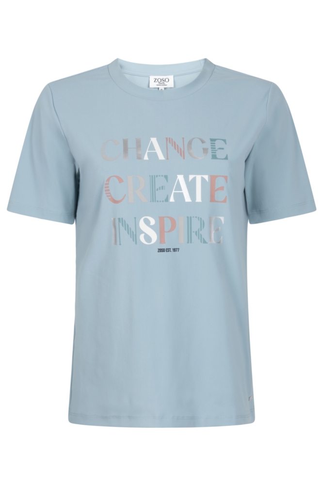 Zoso blauwe dames t-shirt | Vooraanzicht