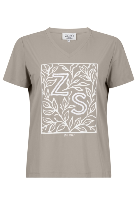 Zoso beige dames t-shirt | Vooraanzicht