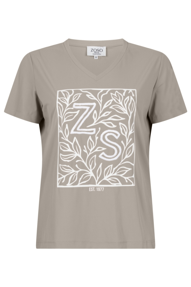 Zoso beige dames t-shirt | Vooraanzicht