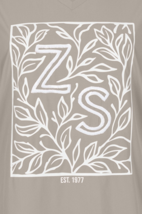 Zoso beige dames t-shirt | Close up