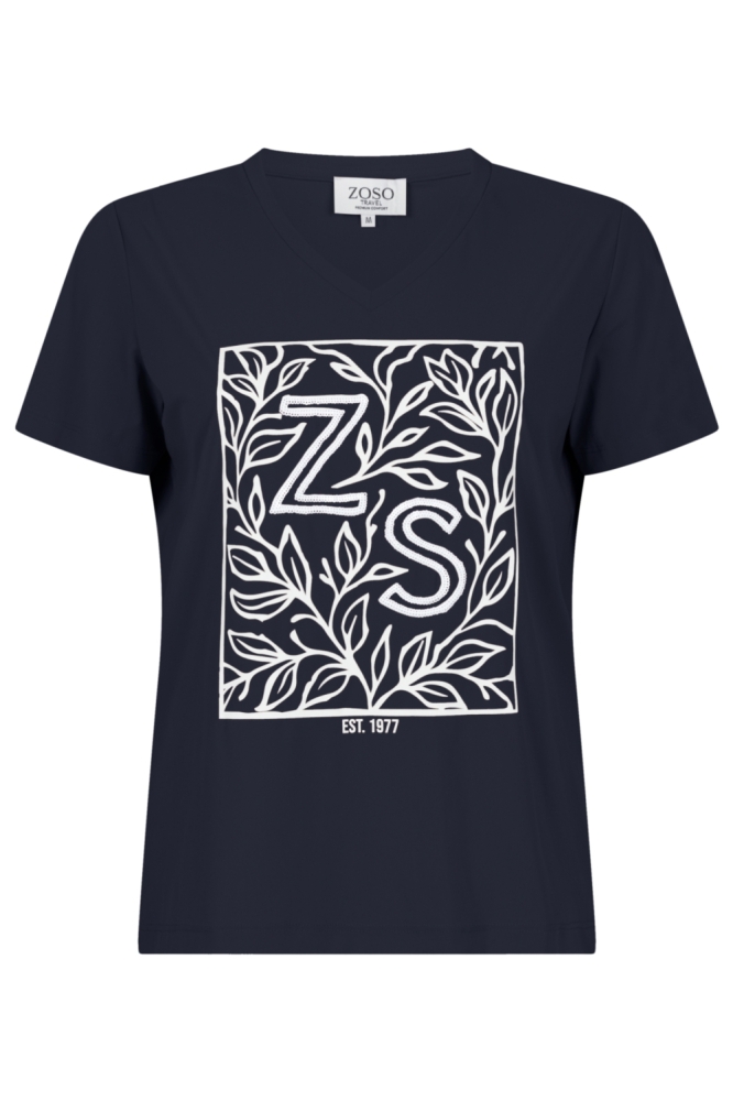 Zoso blauwe dames t-shirt | Vooraanzicht