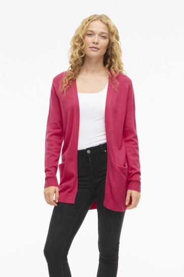Vila viril open l/s knit cardigan - noos Rood