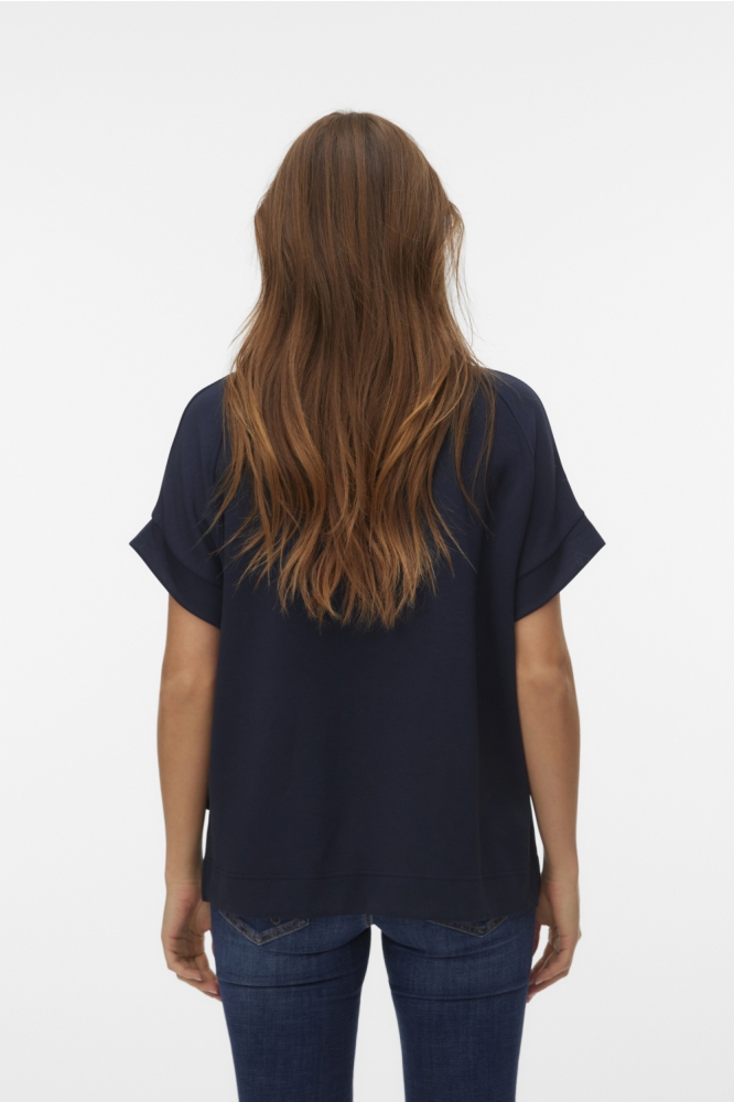Vero Moda blauwe dames t-shirt | Model achteraanzicht