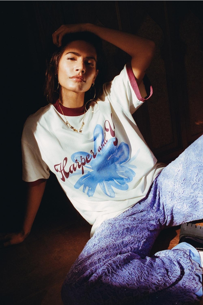 Harper & Yve ecru dames t-shirt | Sfeerbeeld, In situatie