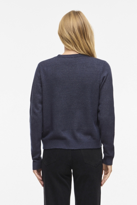 Vila blauwe dames vest | Model achteraanzicht