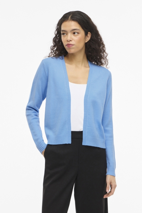Vila blauwe dames vest | Model vooraanzicht
