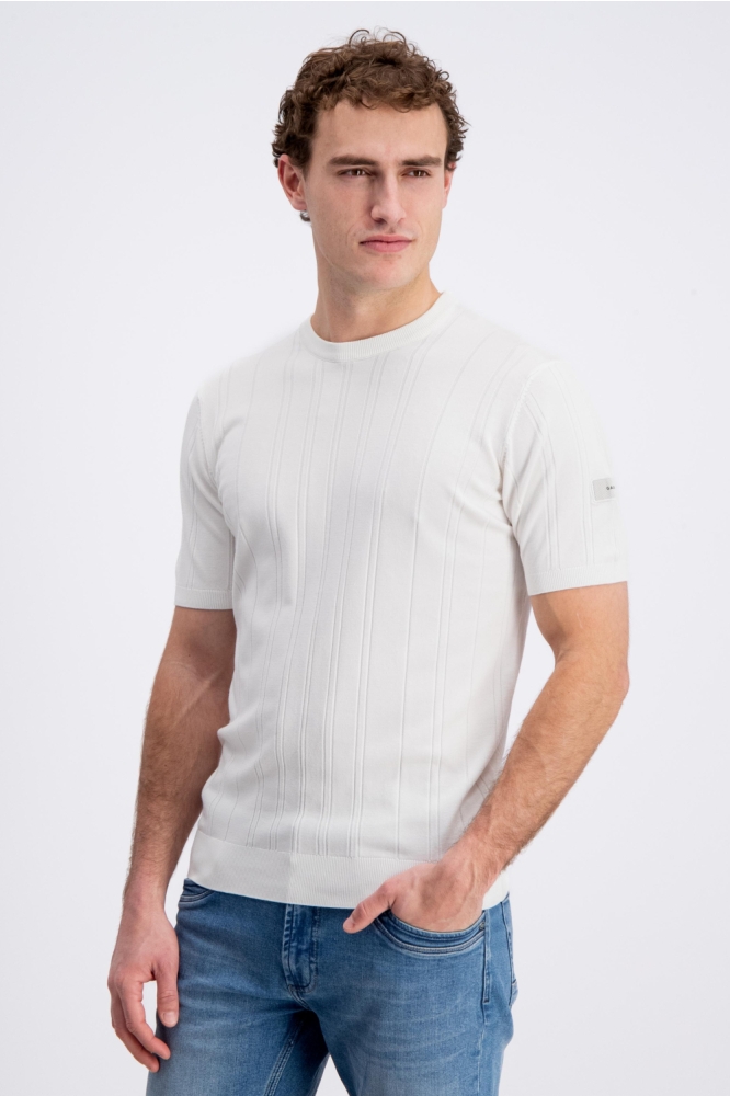 Gabbiano ecru heren t-shirt | Model vooraanzicht