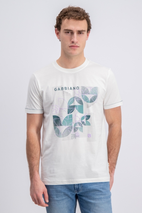 Gabbiano ecru heren t-shirt | Model vooraanzicht