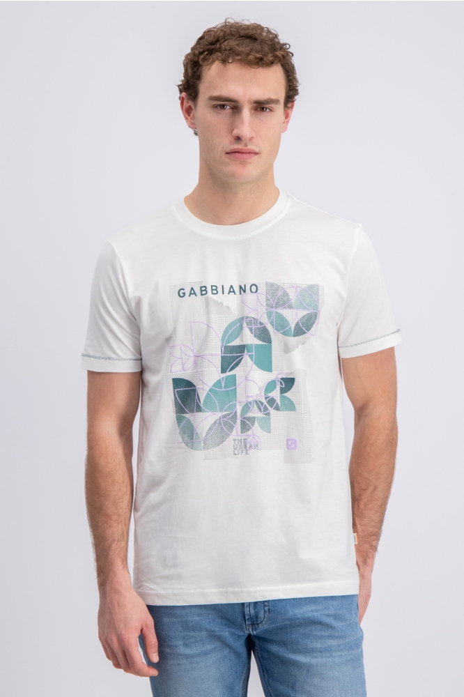 Gabbiano ecru heren t-shirt | Model vooraanzicht