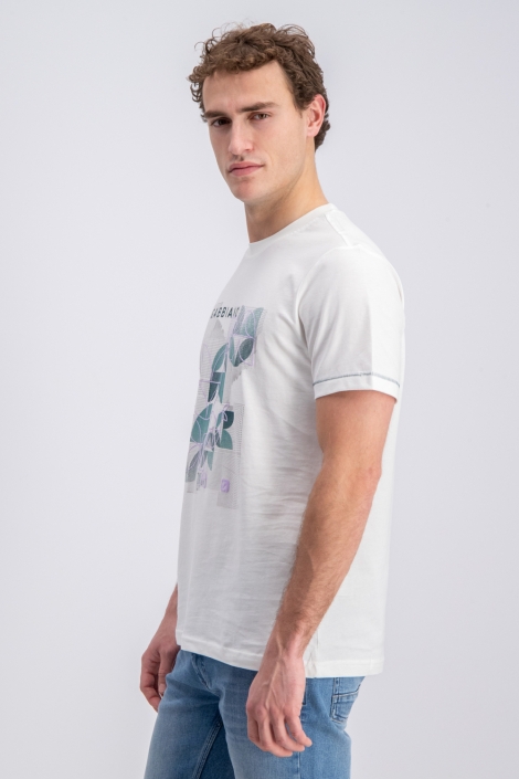 Gabbiano ecru heren t-shirt | Model zijaanzicht