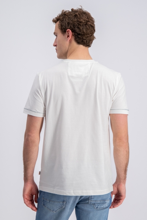 Gabbiano ecru heren t-shirt | Model achteraanzicht