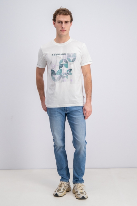Gabbiano ecru heren t-shirt | Model
