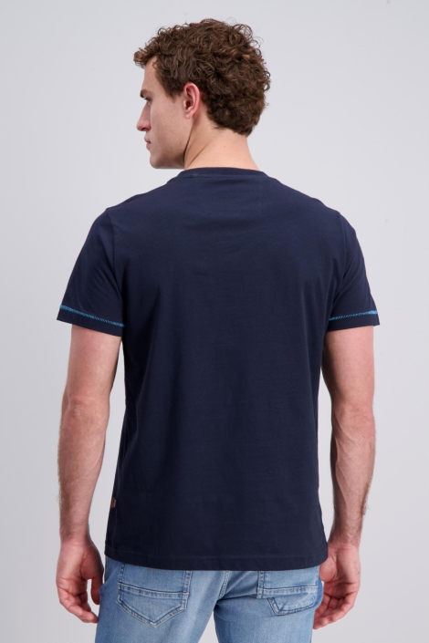 Gabbiano blauwe heren t-shirt | Model achteraanzicht