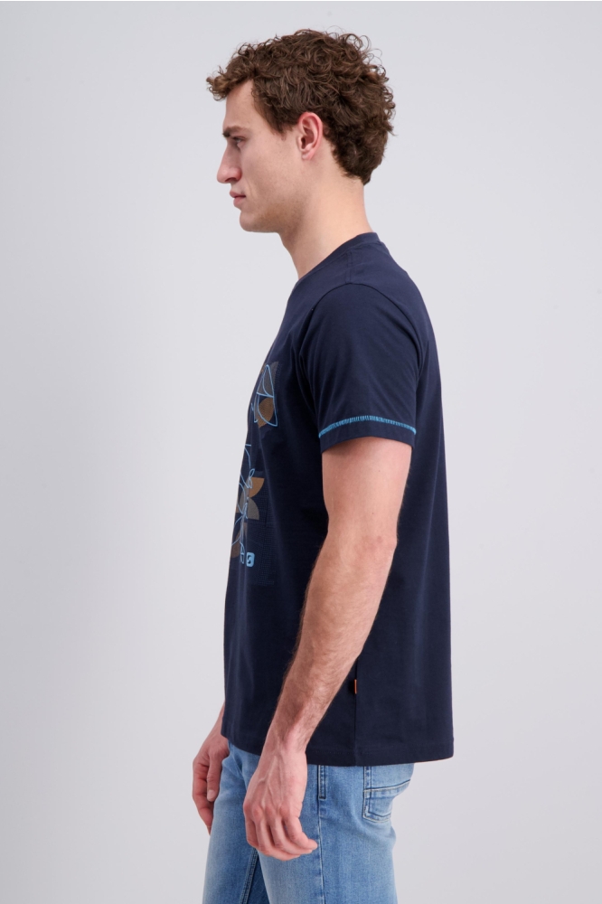 Gabbiano blauwe heren t-shirt | Model zijaanzicht