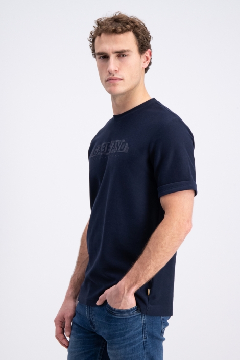 Gabbiano blauwe heren t-shirt | Model zijaanzicht