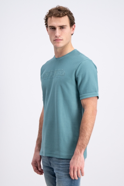 Gabbiano groene heren t-shirt | Model zijaanzicht