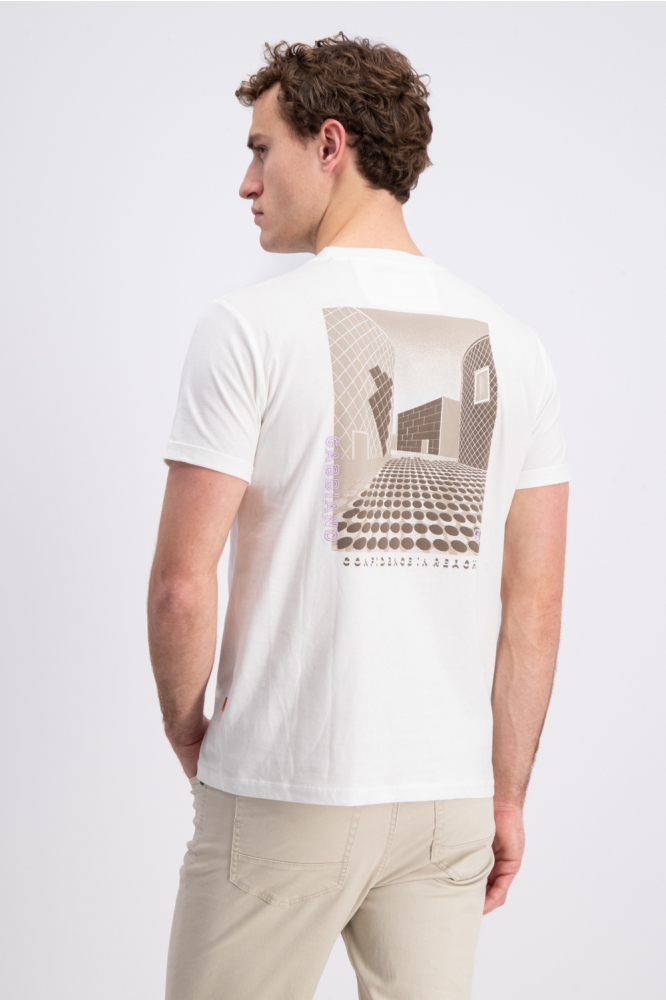 Gabbiano ecru heren t-shirt | Model achteraanzicht