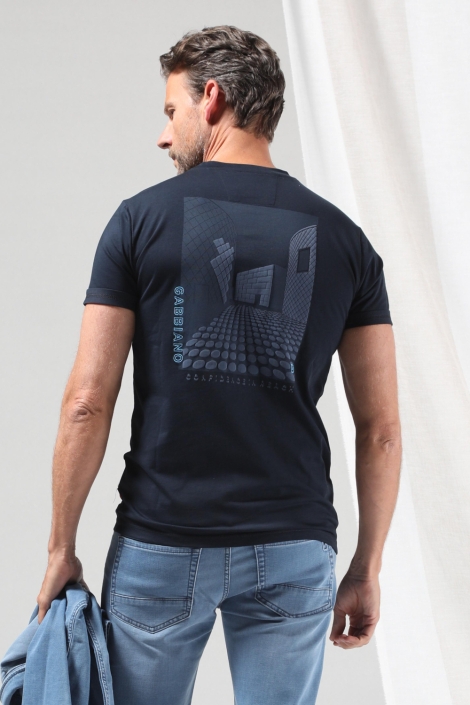 Gabbiano blauwe heren t-shirt | Model achteraanzicht