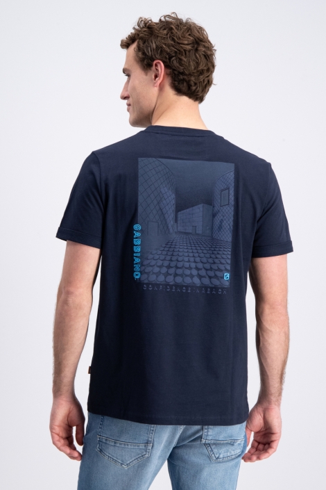 Gabbiano blauwe heren t-shirt | Model achteraanzicht
