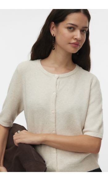 VMDOFFY 2/4 O-NECK BUTTON CARDIGAN 10345011 Birch/MELANGE