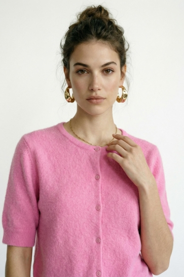 Vero Moda vmdoffy 2/4 o-neck button cardigan Roze