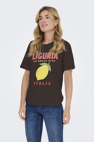 Jacqueline de Yong T-shirt JDYTINNE S/S SUMMER PRINT T-SHIRT J 15372784 Chocolate Torte/LEMON