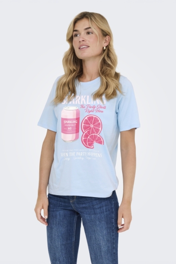 Jacqueline de Yong T-shirt JDYTINNE S/S SUMMER PRINT T-SHIRT J 15372784 Cashmere Blue/SPARKLING