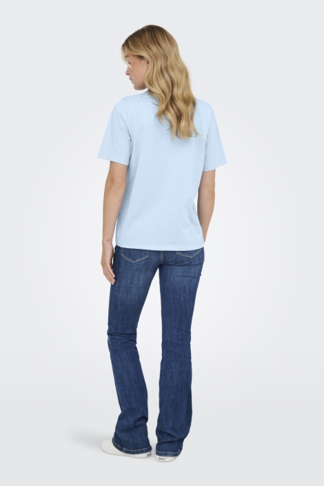 Jacqueline de Yong blauwe dames t-shirt | Model achteraanzicht