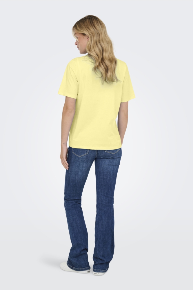 Jacqueline de Yong gele dames t-shirt | Model achteraanzicht