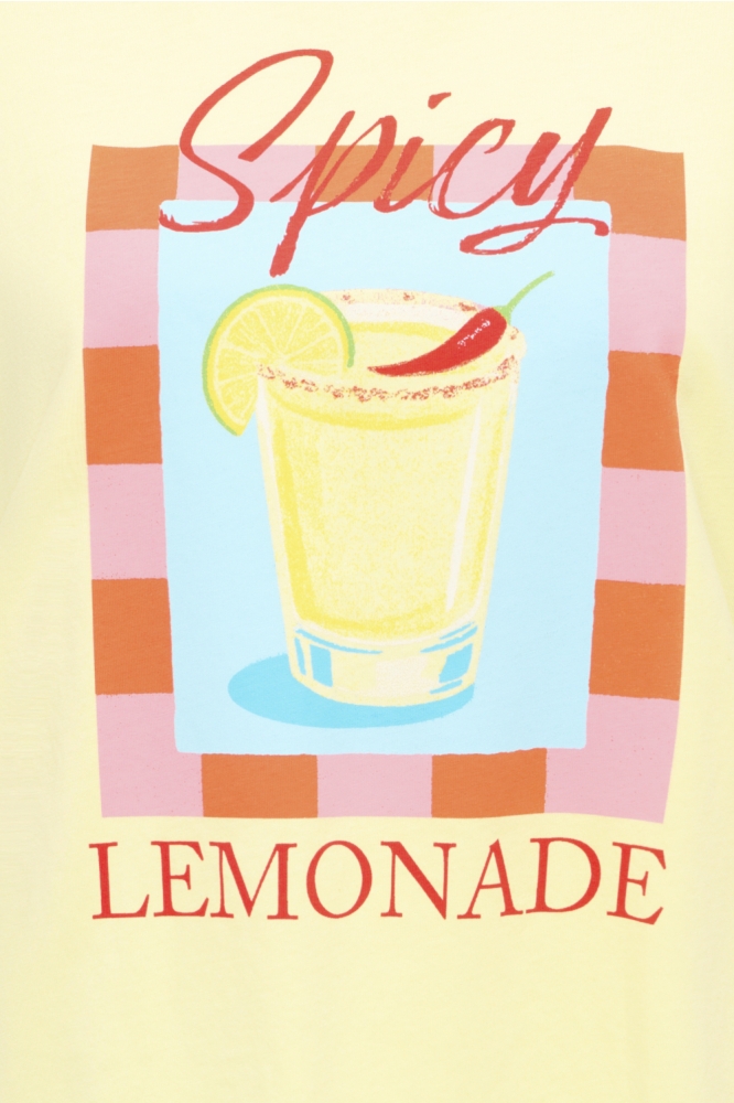 Jacqueline de Yong gele dames t-shirt | Close up