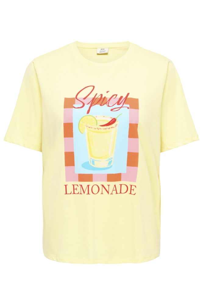 Jacqueline de Yong gele dames t-shirt | Vooraanzicht