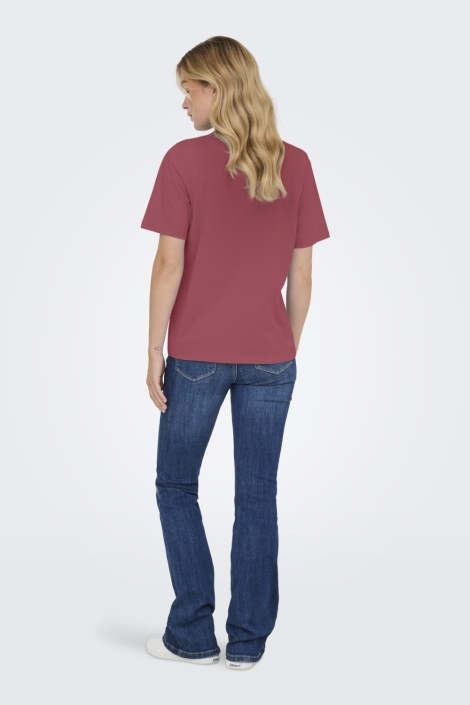 Jacqueline de Yong bordeaux dames t-shirt | Model achteraanzicht