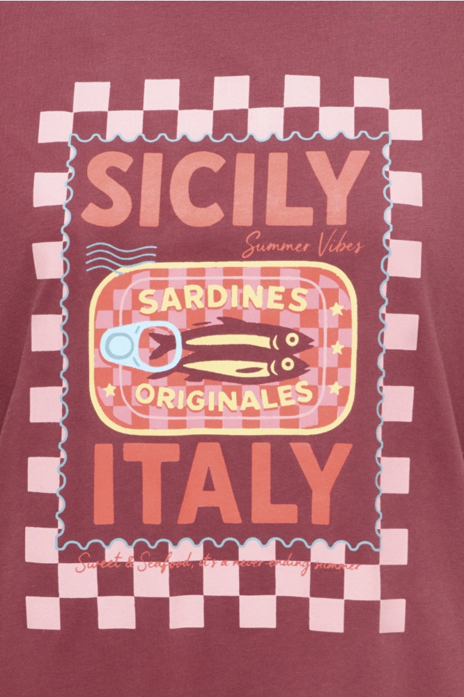 Jacqueline de Yong bordeaux dames t-shirt | Close up