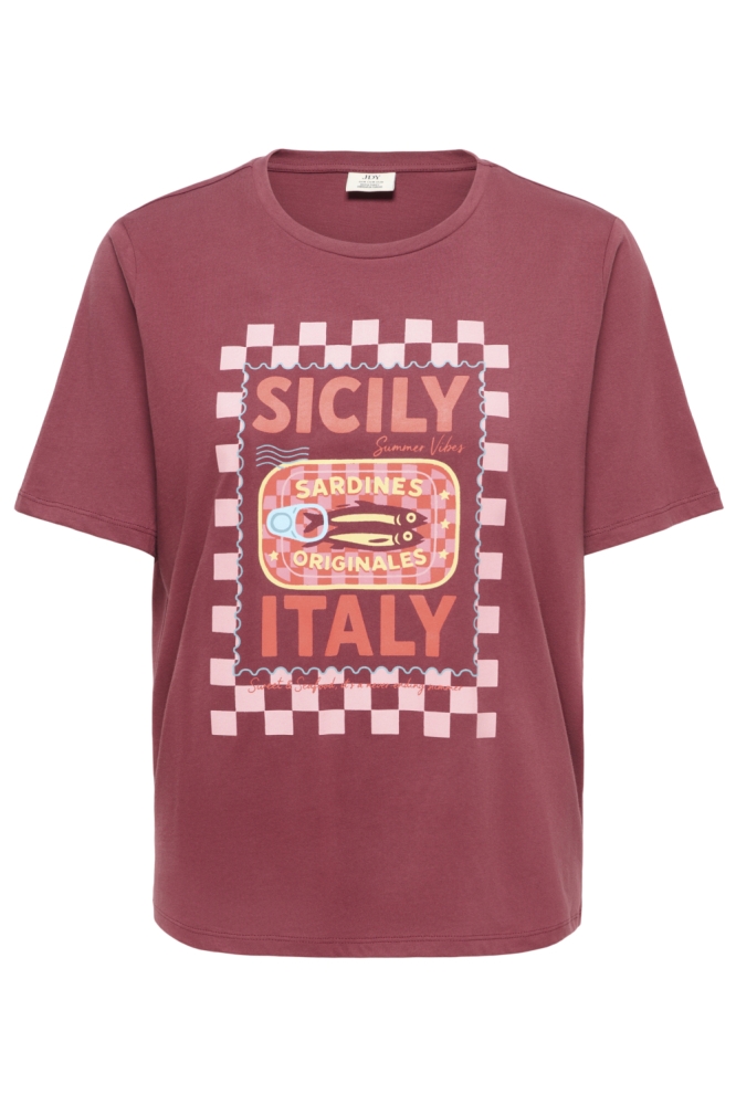 Jacqueline de Yong bordeaux dames t-shirt | Vooraanzicht